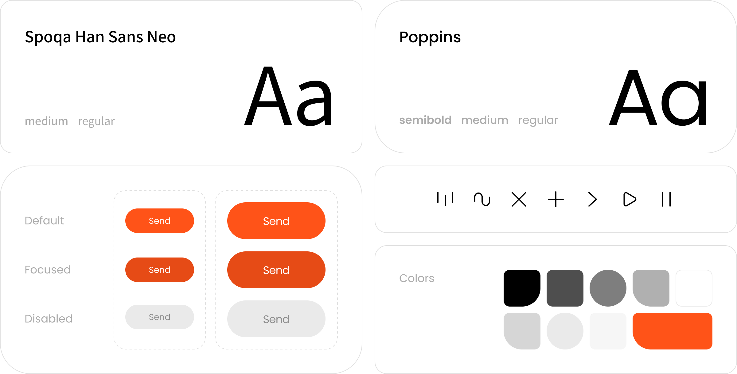 CI와 유사한 폰트 사용과 ‘ocean’ 형태를 모티브로 한 아이콘을 제작하였습니다. CI의 dot컬러인 ‘orange’ 컬러를 페이지 내 포인트 컬러로 녹여냈습니다.